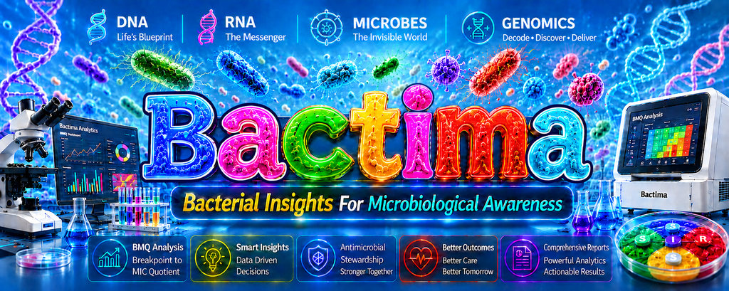 Bactima — DNA, RNA, Microbes, Genomics · Bacterial insights for microbiological awareness